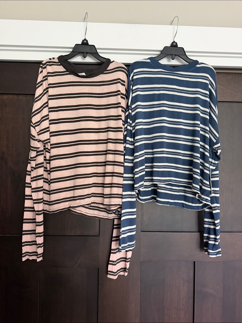 Treasure & Bond Pink & Navy Striped Long-Sleeve Tees